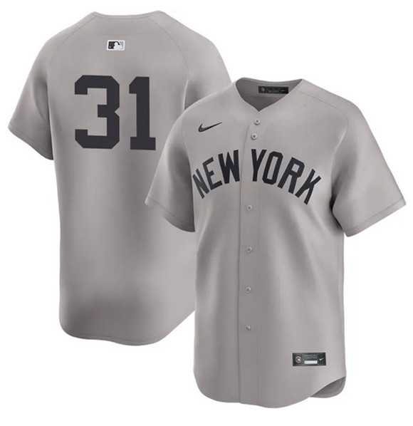 Mens New York Yankees #31 Cam Schlittler Gray 2026 Road Limited Stitched Jersey Dzhi->new york yankees->MLB Jersey