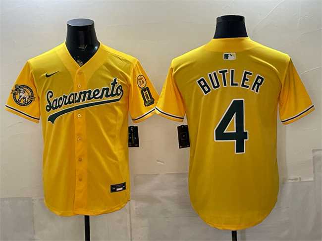 Mens Oakland Athletics #4 Lawrence Butler 2026 Yellow Alternate Sacramento Celebrating 125 Years Vapor Limited Stitched Jersey->oakland athletics->MLB Jersey