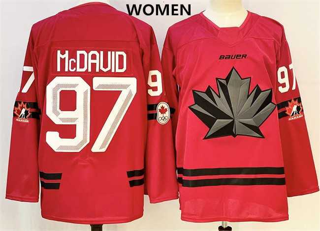 Women%27s Canada #97 Connor Mcdavid Red Stitched Jersey->nhl youth jerseys->NHL Jersey