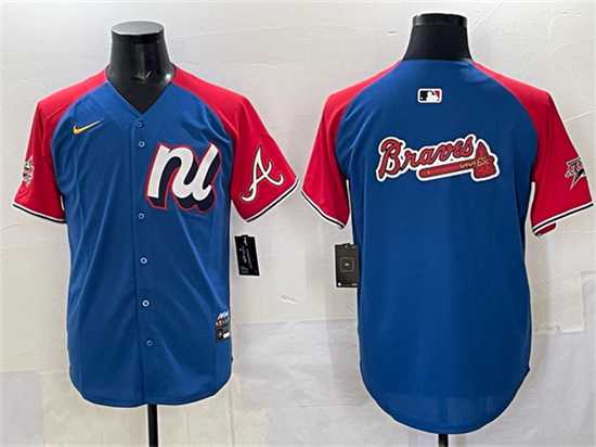 Mens National League Atlanta Braves Team Big Logo Blue Red Alternate 2025 All-Star Edition Limited Stitched Jersey->2025 mlb all-star->MLB Jersey