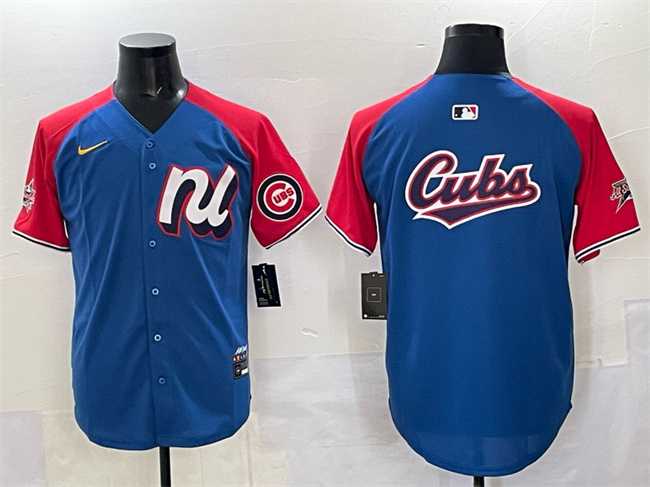Mens National League Chicago Cubs Team Big Logo Blue Red Alternate 2025 All-Star Edition Limited Stitched Jersey->2025 mlb all-star->MLB Jersey