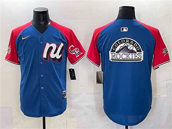 Mens National League Colorado Rockies Team Big Logo Blue Red Alternate 2025 All-Star Edition Limited Stitched Baseball->2025 mlb all-star->MLB Jersey