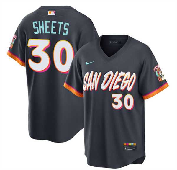Mens San Diego Padres #30 Gavin Sheets Obsidian 2026 City Connect Stadium Stitched Jersey Dzhi->san diego padres->MLB Jersey