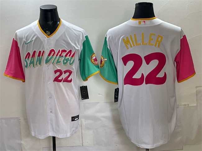 Mens San Diego Padres #22 Mason Miller 2022 White City Connect Cool Base Stitched Jersey->san diego padres->MLB Jersey