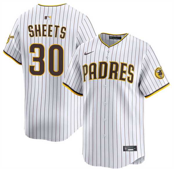 Mens San Diego Padres #30 Gavin Sheets White 2026 Home Limited Stitched Jersey Dzhi->san diego padres->MLB Jersey