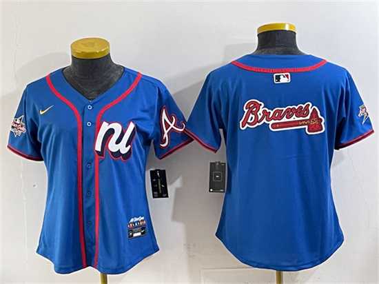 Womens National League Atlanta Braves Team Big Logo Blue 2025 All-Star Edition Limited Stitched Jersey(Run Small)->2025 mlb all-star->MLB Jersey