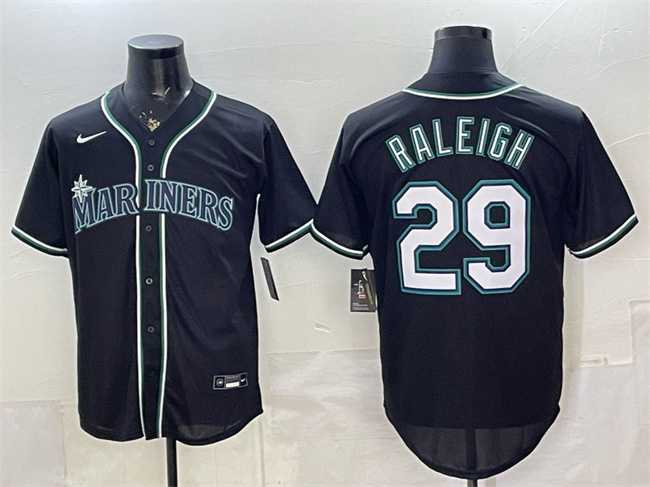 Mens Seattle Mariners #29 Cal Raleigh 2026 Fashion Replica Black Out Stitched Jersey->seattle mariners->MLB Jersey