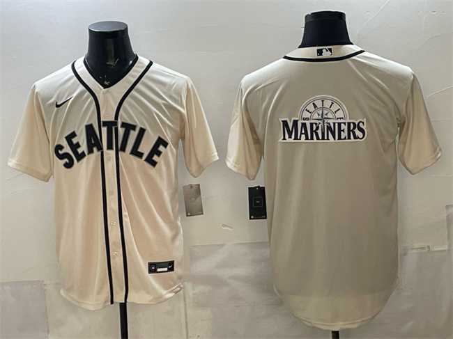 Men%27s Seattle Mariners Team Big Logo Cream Alternate Stitched Jersey Dzhi->st.louis cardinals->MLB Jersey
