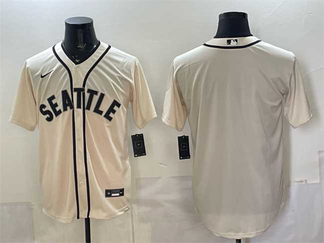 Mens Seattle Mariners Blank Cream Alternate Stitched Jersey->seattle mariners->MLB Jersey