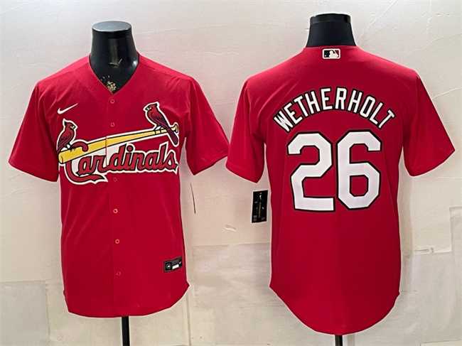 Mens St. Louis Cardinals #26 JJ Wetherholt Red Cool Base Stitched Jersey->st.louis cardinals->MLB Jersey
