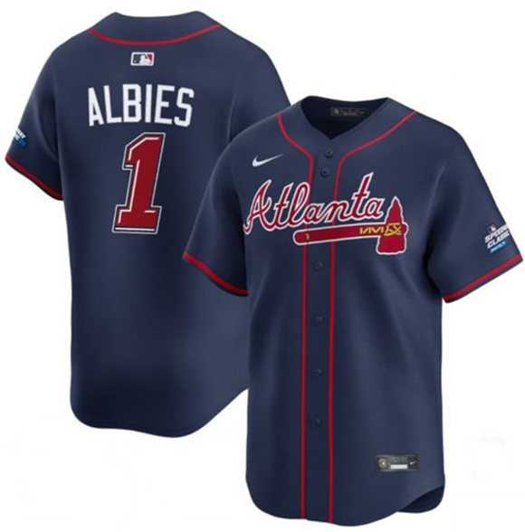Men%27s Atlanta Braves #1 Ozzie Albies Navy 2025 Speedway Classic Alternate Limited Stitched Jersey Dzhi->2025 mlb all-star->MLB Jersey