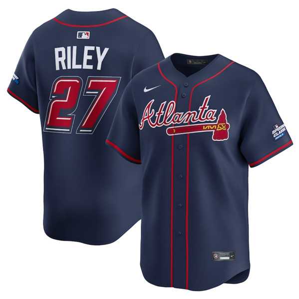 Men%27s Atlanta Braves #27 Austin Riley Navy 2025 Speedway Classic Alternate Limited Stitched Jersey Dzhi->atlanta braves->MLB Jersey