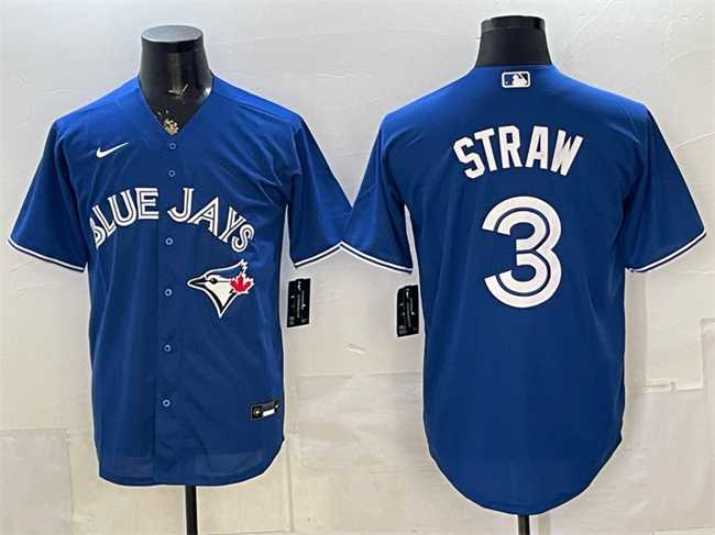 Mens Toronto Blue Jays #3 Myles Straw Royal Stitched Jersey->toronto blue jays->MLB Jersey