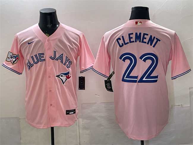 Men%27s Toronto Blue Jays #22 Ernie Clement Pink 50 Seasons Patch Stitched Jersey->toronto blue jays->MLB Jersey