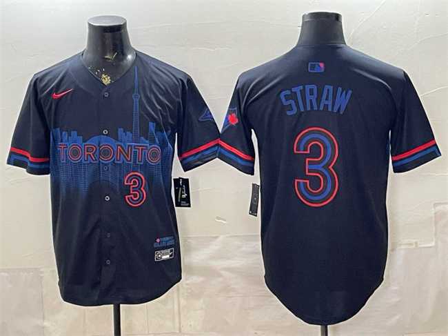 Mens Toronto Blue Jays #3 Myles Straw Navy 2024 City Connect Limited Stitched Jersey->toronto blue jays->MLB Jersey