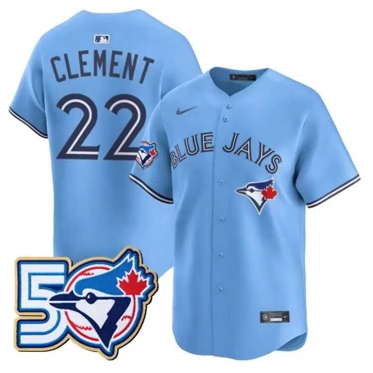 Mens Toronto Blue Jays 22 Ernie Clement 50th Anniversary Alternate Limited Jersey Dzhi->toronto blue jays->MLB Jersey