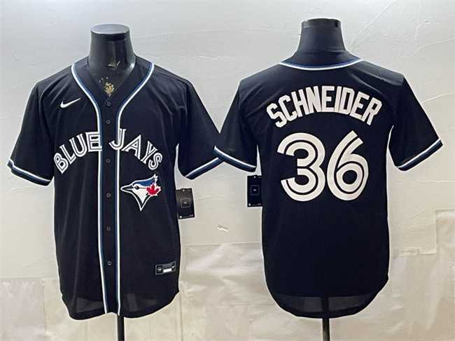 Mens Toronto Blue Jays #36 Davis Schneider 2026 Fashion Replica Black Out Stitched Jersey->toronto blue jays->MLB Jersey