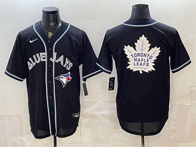 Mens Toronto Blue Jays & Leafs With White Leafs Logo 2026 Fashion Replica Black Out Stitched Jersey Dzhi->toronto blue jays->MLB Jersey