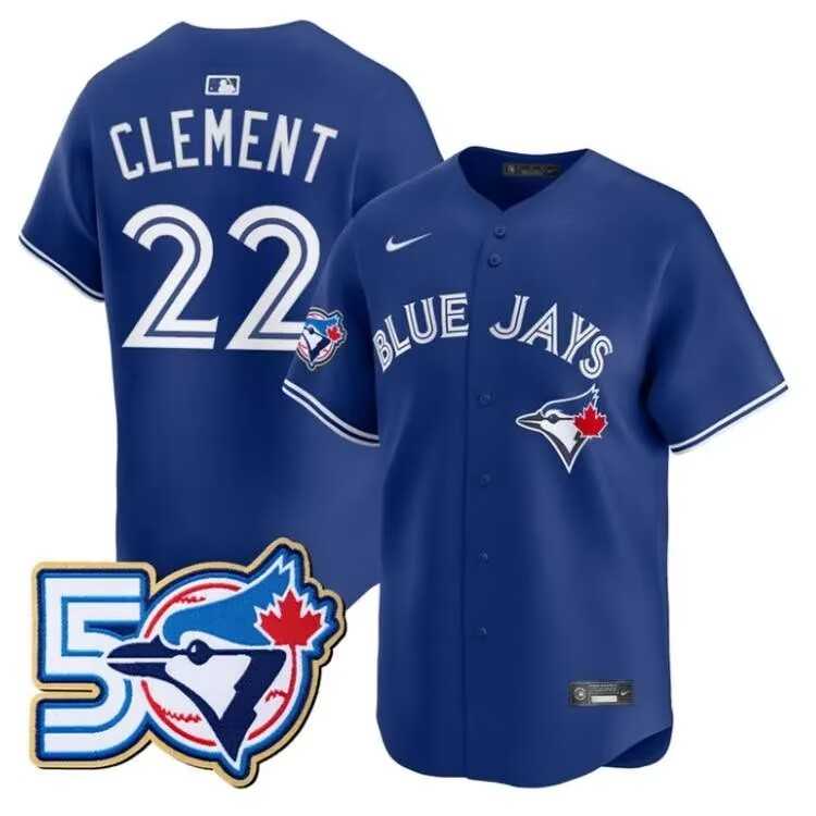 Mens Toronto Blue Jays #27 Vladimir Guerrero Jr. Royal 50th Anniversary Alternate Limited Jersey Dzhi->toronto blue jays->MLB Jersey