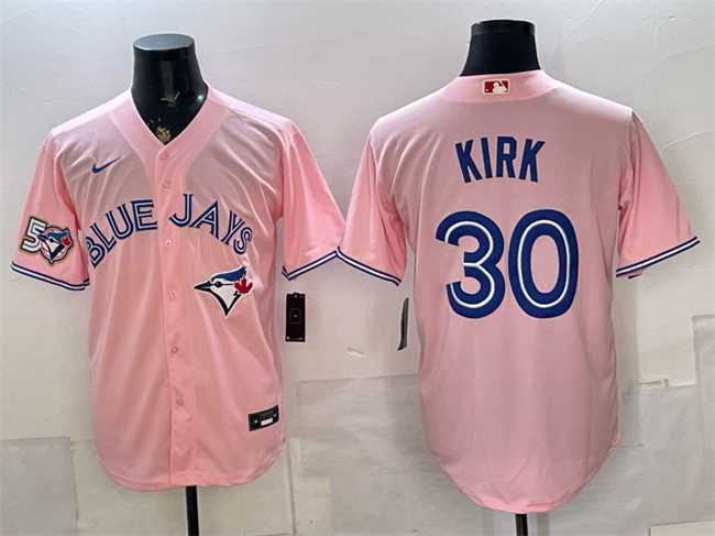 Mens Toronto Blue Jays #30 Alejandro Kirk Pink 50 Seasons Patch Stitched Jersey->toronto blue jays->MLB Jersey