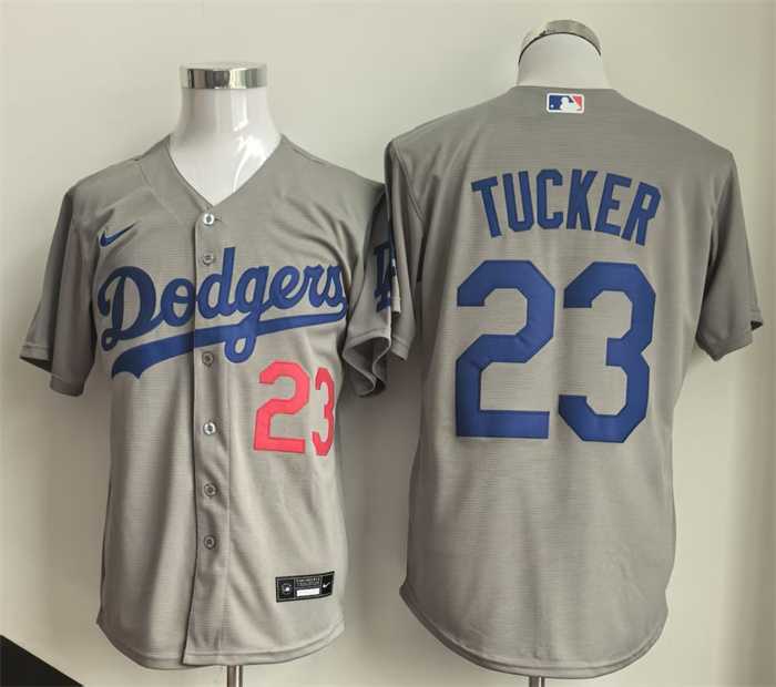Men%27s Los Angeles Dodgers #23 Kyle Tucker Grey Cool Base Limited Stitched Jersey->los angeles dodgers->MLB Jersey