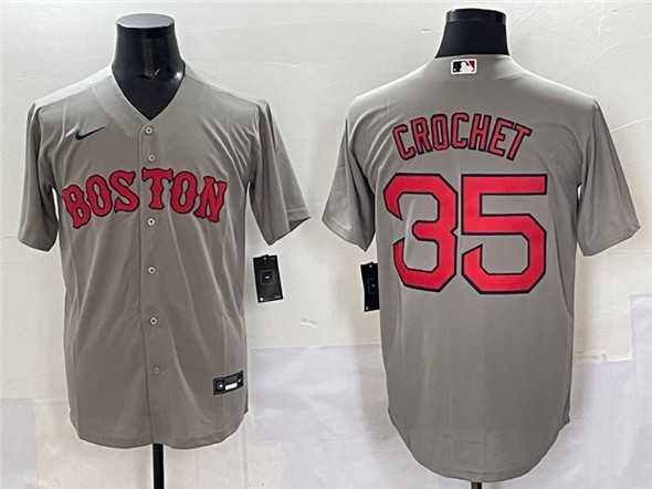 Mens Boston Red Sox #35 Garrett Crochet Gray Cool Base Stitched Jersey->boston red sox->MLB Jersey