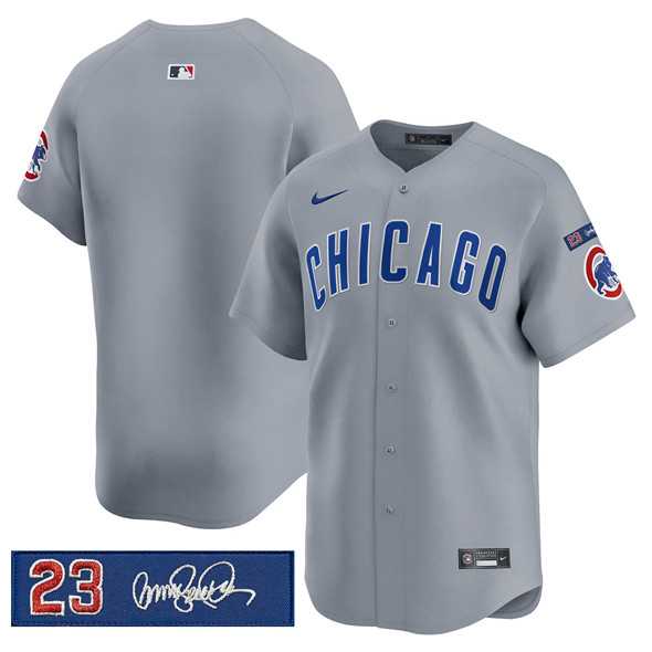 Men%27s Chicago Cubs Blank Gray %27Ryne Sandberg Tribute%27 Vapor Limited V3 Stitched Jersey Dzhi->cincinnati reds->MLB Jersey