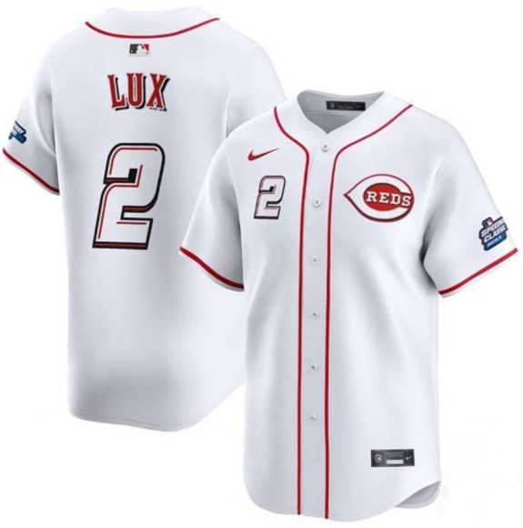 Men%27s Cincinnati Reds #2 Gavin Lux White 2025 Speedway Classic Home Limited Stitched Jersey Dzhi->cincinnati reds->MLB Jersey