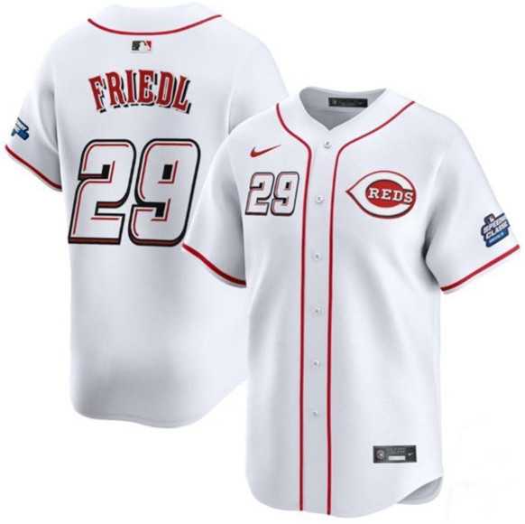 Men%27s Cincinnati Reds #29 TJ Friedl White 2025 Speedway Classic Home Limited Stitched Jersey Dzhi->cincinnati reds->MLB Jersey