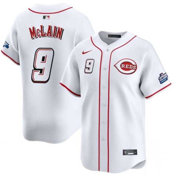 Men%27s Cincinnati Reds #9 Matt McLain White 2025 Speedway Classic Home Limited Stitched Jersey Dzhi->cincinnati reds->MLB Jersey