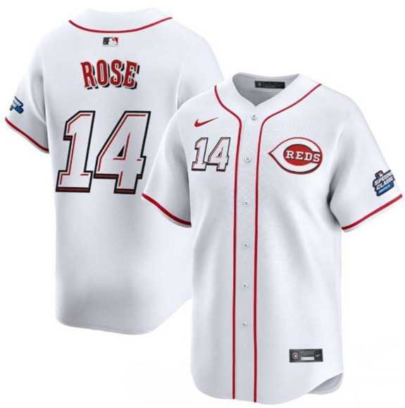Men%27s Cincinnati Reds #14 Pete Rose White 2025 Speedway Classic Home Limited Stitched Jersey Dzhi->cincinnati reds->MLB Jersey