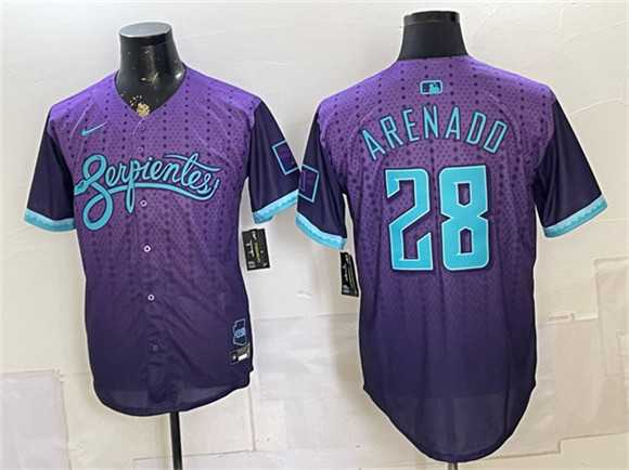 Men%27s Arizona Diamondbacks #28 Nolan Arenado Purple 2025 City Connect Limited Stitched Jersey Dzhi->atlanta braves->MLB Jersey