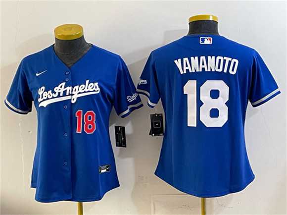 Women%27s Los Angeles Dodgers #18 Yoshinobu Yamamoto Royal Alternate Stadium Stitched Jersey->mlb womens jerseys->MLB Jersey