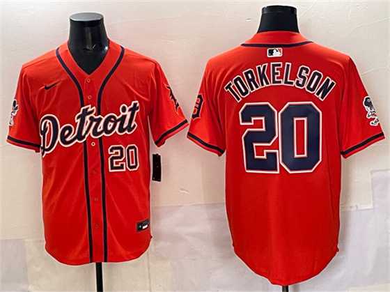Men%27s Detroit Tigers #20 Spencer Torkelson Orange With Patch Vapor Premier Limited Stitched Jersey->cleveland guardians->MLB Jersey