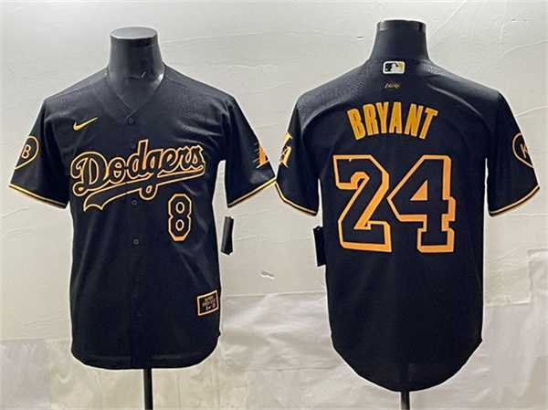 Men%27s Los Angeles Dodgers Front #8 Back #24 Kobe Bryant Black With KB Patch Stitched Jersey->los angeles dodgers->MLB Jersey