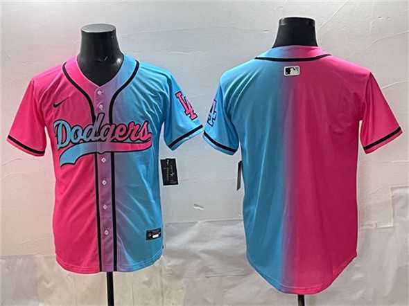 Men%27s Los Angeles Dodgers Blank Pink Blue Limited Stitched Jersey->los angeles dodgers->MLB Jersey