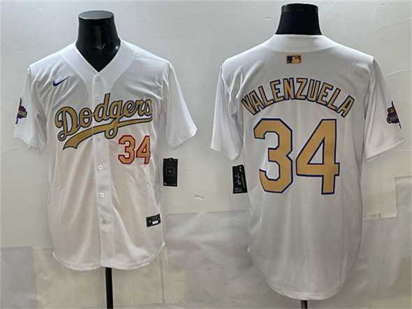 Men%27s Los Angeles Dodgers #34 Toro Valenzuela White 2025 Gold Collection Limited Stitched Jersey->los angeles dodgers->MLB Jersey