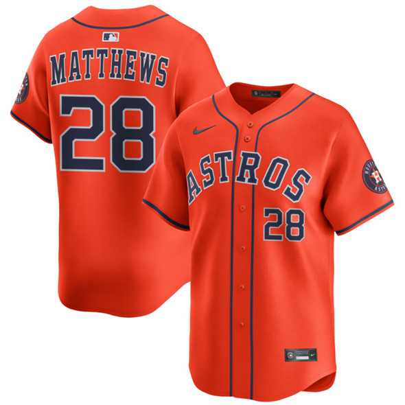 Men%27s Houston Astros #28 Brice Matthews Orange 2025 Alternate Limited Stitched Jersey Dzhi->houston astros->MLB Jersey