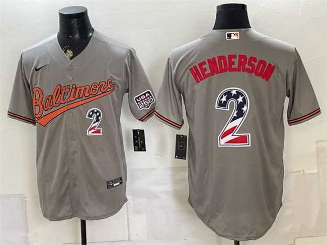Men%27s Baltimore Orioles #2 Gunnar Henderson Gray USA 250 Fourth of July Home Stitched Jersey Dzhi->baltimore orioles->MLB Jersey