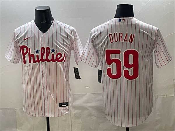 Mens Philadelphia Phillies #59 Jhoan Duran White Cool Base Stitched Jersey->philadelphia phillies->MLB Jersey