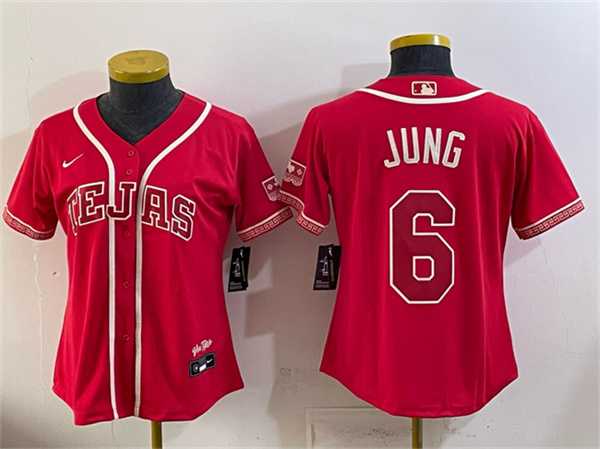 Women%27s Texas Rangers #6 Josh Jung Red 2026 City Connect Stadium Stitched Jersey->mlb womens jerseys->MLB Jersey