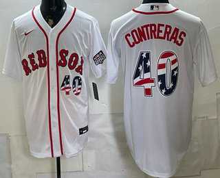 Men%27s Boston Red Sox #40 Willson Contreras White 2026 USA 250 Fourth of July Home Stitched Jersey Dzhi->chicago cubs->MLB Jersey
