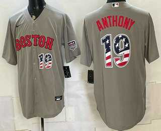 Men%27s Boston Red Sox #19 Roman Anthony Grey 2026 USA 250 Fourth of July Home Stitched Jersey Dzhi->boston red sox->MLB Jersey