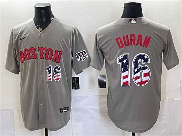 Men%27s Boston Red Sox #16 Jarren Duran Gray 2026 USA 250 Fourth of July Home Stitched Jersey Dzhi->boston red sox->MLB Jersey
