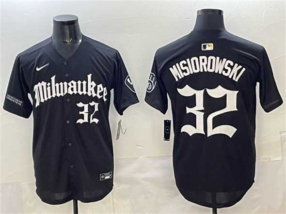 Mens Milwaukee Brewers #32 Jacob Misiorowski Black Gothic 414 Shadows Edition Vapor Premier Limited Stitched Jersey->milwaukee brewers->MLB Jersey