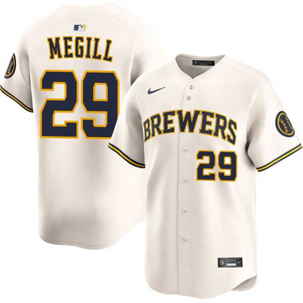 Mens Milwaukee Brewers #29 Trevor Megill Cream 2025 Limited Stitched Jersey Dzhi->milwaukee brewers->MLB Jersey