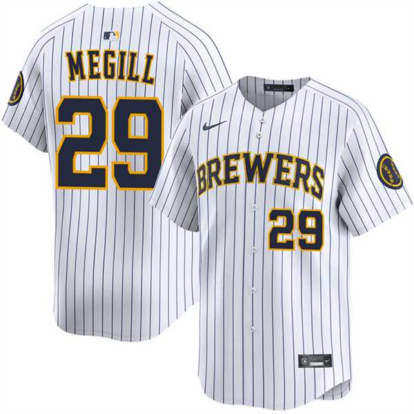 Mens Milwaukee Brewers #29 Trevor Megill White Alternate Limited Stitched Jersey Dzhi->milwaukee brewers->MLB Jersey