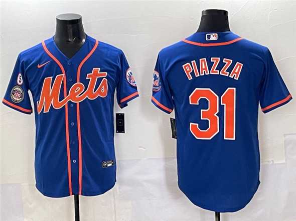 Men%27s New York Mets #31 Mike Piazza Blue With Patch Cool Base Stitched Jersey->new york yankees->MLB Jersey