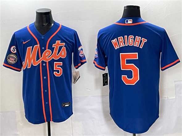 Men%27s New York Mets #5 David Wright Blue With Patch Cool Base Stitched Jersey->new york mets->MLB Jersey