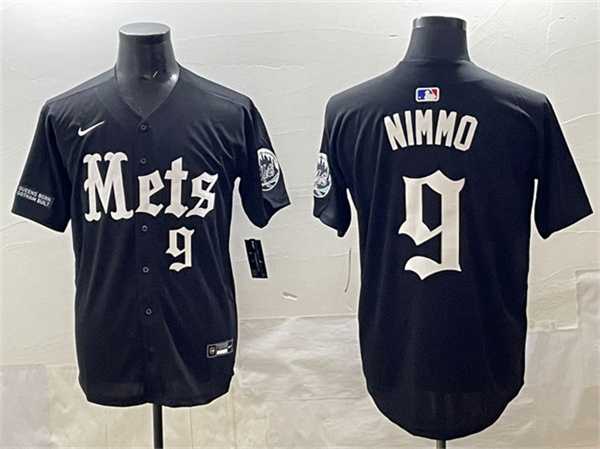 Men%27s New York Mets #9 Brandon Nimmo Black %27Gotham Gothic Edition%27 Vapor Premier Limited Stitched Jersey->new york mets->MLB Jersey